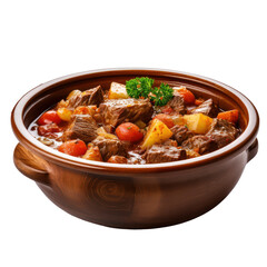 Beef stew traditional homemade goulash isolated on transparent background,transparency  - obrazy, fototapety, plakaty