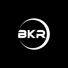 BKR letter logo design with black background in illustrator, cube logo, vector logo, modern alphabet font overlap style. calligraphy designs for logo, Poster, Invitation, etc.