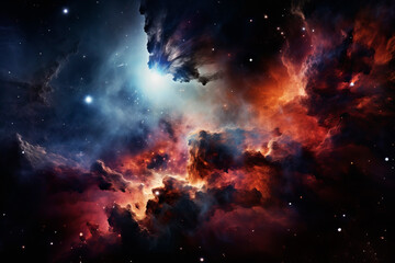 Fototapeta na wymiar Bright, beautiful cosmic nebula. Generative AI