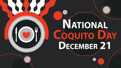 National Coquito Day vector banner design. Happy National Coquito Day modern minimal graphic poster illustration.
