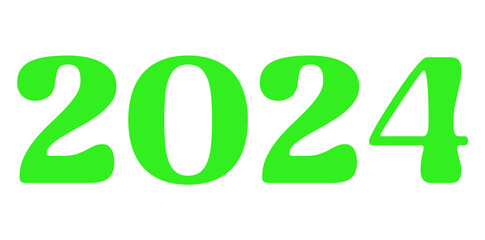 Happy 2024 New Year Vector Design, Green Drawing Style Lettering On White Background, Inscription, Year Number Illustration.


