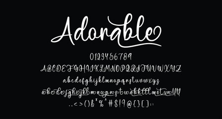 Fototapeta na wymiar Adorable beauty script handwritten font Best Alphabet Alphabet Brush Script Logotype Font lettering handwritten