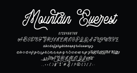 Mountain Everest monoline script handwritten font Best Alphabet Alphabet Brush Script Logotype Font lettering handwritten