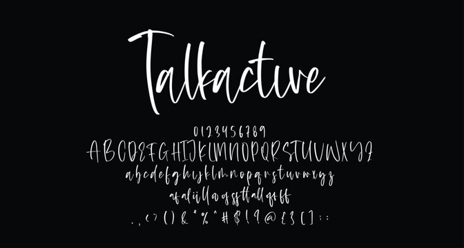 Talkactive beauty script handwritten font Best Alphabet Alphabet Brush Script Logotype Font lettering handwritten