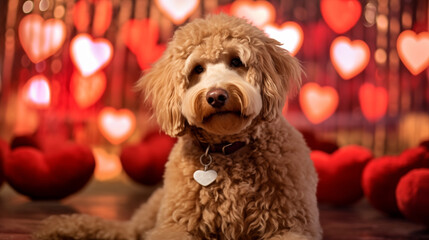 9:16 or 16:9 Cute Poodle dogs come to spread love on Valentine's Day and other special days.for backgrounds on mobile or computer screens or other printing projects.