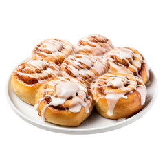 Obraz na płótnie Canvas Frosted Cinnamon Rolls isolated on transparent background,transparency 