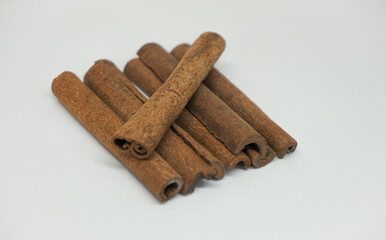 Kayu Manis or cinnamon stick isolated white background