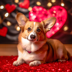 1:1 Cute Welsh Corgi dogs come to spread love on Valentine's Day and other special days.for backgrounds on mobile or computer screens or other printing projects.