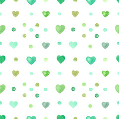Stylish watercolor seamless pattern with green rainbows in a childish style. Hand-drawn elements for textiles, fabric, wallpaper, stationery, posters, prints, invitations, cards, baby shower.