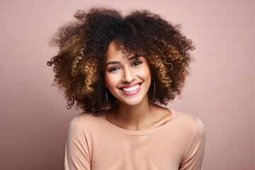 smiling hairstyle afro woman black Young african hair mixed american girl beauty beautiful curly portrait model female background happy attractive face brown person lady adult cute white pretty - obrazy, fototapety, plakaty