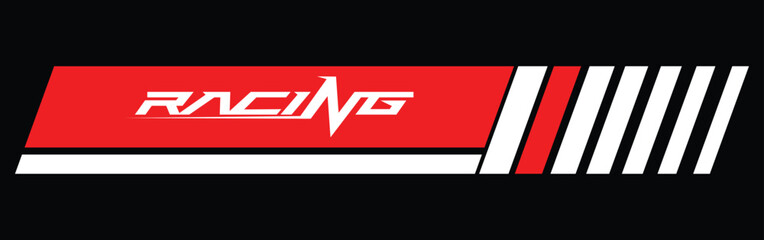Red and white car decal. Racing Rally Stripes, Auto Racing Stripes Stickers. 赤と白の車のデカール。 レーシングラリーストライプ、自動レーシングストライプステッカー