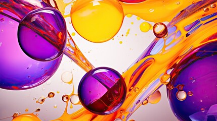 Purple And Yellow Soap bubbles in paint create