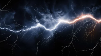 Zelfklevend Fotobehang thunder lightning energy background illustration storm electric, charge voltage, discharge bolt thunder lightning energy background © vectorwin