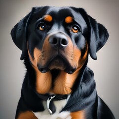 A portrait of a Rottweiler with a serious yet gentle expression2