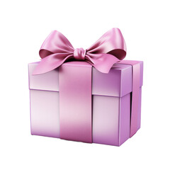 pink purple gift box with ribbon mockup isolated on transparent background,transparency  