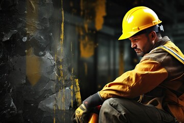 background texture grunge Worker men at work construction industrial safety builder hand industry helmet space architect architecture workwear wear textured health occupational job service - obrazy, fototapety, plakaty