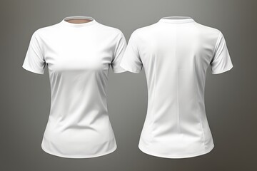 white isolated view front back templates design shirt Women t-shirt clothes woman wear sleeve uniform clipping path template collection attractive textile cute summer advertising background outline