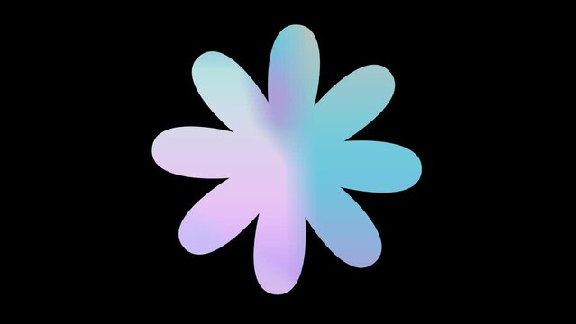 An abstract psychedelic tie dye gradient floral shape motion graphic against a solid black background.
