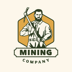 Vintage Hand Drawn Mining Company Logo Label