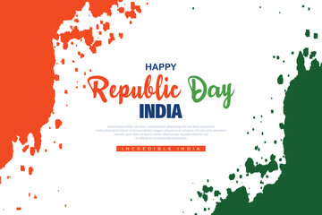 India republic day poster or banner design with flag watercolor white background 26 January vector illustration - obrazy, fototapety, plakaty