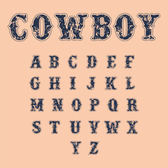 Cowboy Style Grunge  Alphabet Design