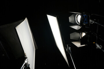 film industry lighting equipment, light softening filters and lights