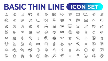 Web icons. Business. Set of thin line web icon set, simple outline icons collection, Pixel Perfect icons, Simple vector illustration.