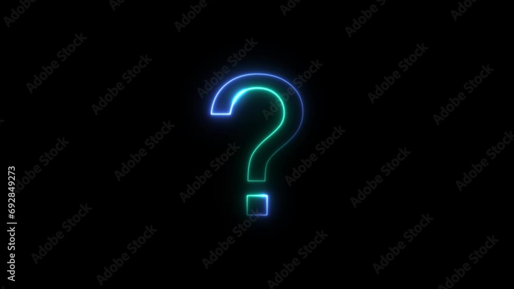 Aufkleber neon question mark animation. neon sign in the shape of a question mark.