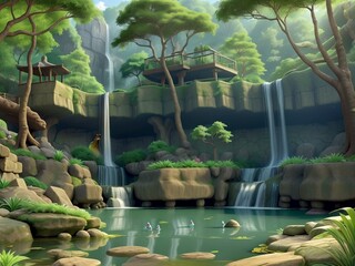 waterfall in garden beauty