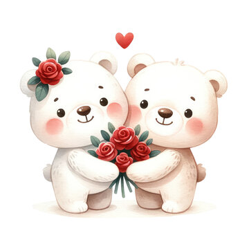 valentine couple teddy bear clipart Valentine's Day Teddy Bear with Heart