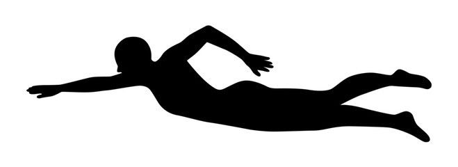 Swimming Silhouettes, Silhouette of Swimmer Swimming