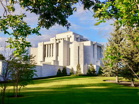 Cardston Temple, Alberta at Sunset