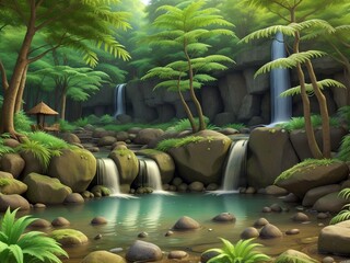 tropical forest with tropical island