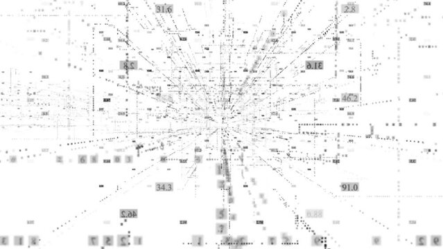 Flying elements counting numbers. The concept of the modern digital world