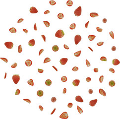 flying slices strawberry fruit