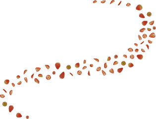 flying slices strawberry fruit