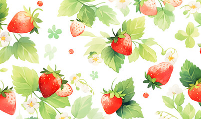Beautiful strawberry watercolor illustration,Generative AI