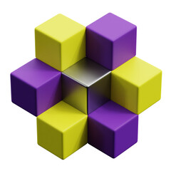 3d render of a Blockchain, Artificial Intelligence Icon Illustration.