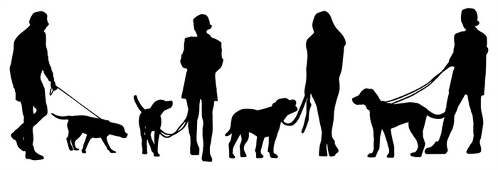Human and pet dog silhouette set design