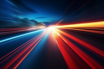 Cars lights on the road at night time. Timelapse, hyperlapse of transportation. Motion blur, light...