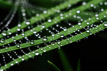 spider web with dew drops. Generative Ai