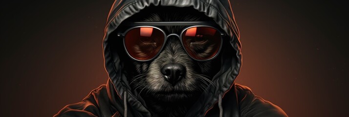 Funny Pet Dog Robber Wearing Balaclava, Comic background, Background Banner