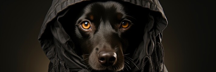Funny Pet Dog Robber Wearing Balaclava, Comic background, Background Banner
