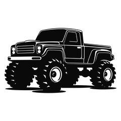 A Monster Truck Silhouette Vector isolated on a White background