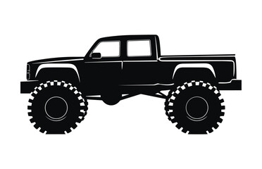 A Monster Truck Silhouette Vector isolated on a White background