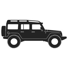 Off road Car silhouette isolated on a White background, vintage Off road Jeep Vector