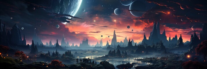Space Planet Illustration, Comic background, Background Banner