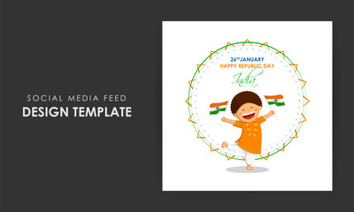 Obraz premium Vector illustration of Happy Republic Day social media feed template