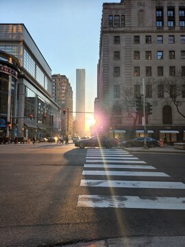 Calle transitada en Chicago