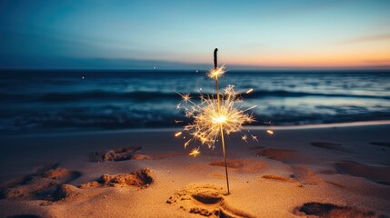 Sparklers at the beach for New Year or party